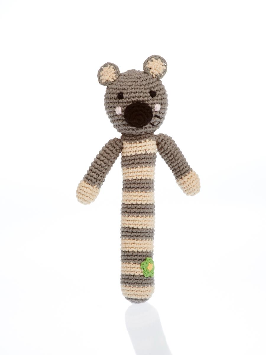 Fair Trade Crochet Cotton Koala Stick Baby Rattle
